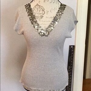 VENINI Sequin-Neck Sweater in Beige Linen-Blend by Venini